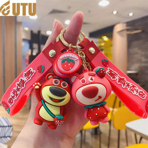 พวงกุญแจรูปหมีสตรอเบอร์รี่การ์ตูนพวงกุญแจพลาสติกจี้ตุ๊กตาคู่กับกาวเครื่องประดับกระเป๋ากระต่ายเครื่องประดับ-F - Product Image 1