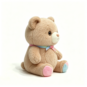 Oso de peluche gordo y personalizado, color canela claro, suave y esponjoso, con parche en la nariz color blanco crema - Product Image 2