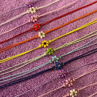 Bracelet d'amitié tissé à la main coloré et frais pour femme, style boho, design original, fleur