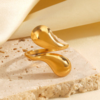 Europäischer und Amerikanischer Modetrend: Minimalistischer Edelstahl-Wassertropfenring, Personalisierter Hip-Hop-Ring mit 18K Goldplattierung