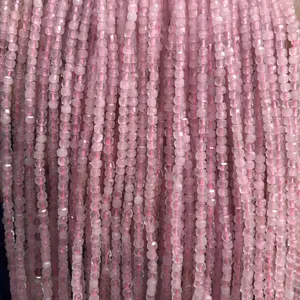 2mm Natural Crystal Faceted Cube Loose Beads Gemstone Pink Rose Quartz Square Stone Beads For Jewelry Making