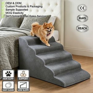<span class=keywords><strong>Escalera</strong></span> para Mascotas con Diseño Festoneado, <span class=keywords><strong>Escalera</strong></span> de Terciopelo y Poliuretano para <span class=keywords><strong>Perros</strong></span>, Inclinada, Fácil de Subir, Estable y Segura para Personas Mayores - Product Image 1