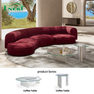 أريكة فاخرة منحنية بثلاثة مقاعد مغطاة بالقماش العصري لغرفة المعيشة والفنادق والفلل، أثاث راقي - Product Image 1