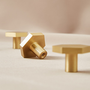 <b>Copper</b> Cabinet Handle Octagonal Minimalist Design For Wardrobe Drawer <b>Door</b> Surface Mounted Durable Finish - Product Image 4