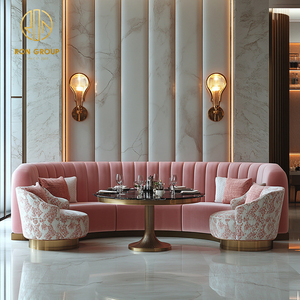 Ensemble de mobilier de <span class=keywords><strong>restaurant</strong></span> et café <span class=keywords><strong>en</strong></span> marbre rond pour café, comprenant table, chaises et banquette - Product Image 5