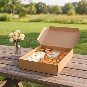 Plateaux <span class=keywords><strong>à</strong></span> <span class=keywords><strong>brunch</strong></span> et planches <span class=keywords><strong>à</strong></span> charcuterie personnalisés en papier kraft, boîtes alimentaires <span class=keywords><strong>à</strong></span> <span class=keywords><strong>emporter</strong></span> avec couvercle gaufré, emballage pour boîte <span class=keywords><strong>à</strong></span> déjeuner traiteur - Product Image 2
