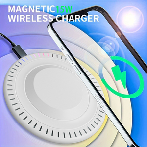 Custom universale 15W ricarica rapida magnetico rotondo attacco telefono ABS tipo C caricatore Dock Wireless per <span class=keywords><strong>iPhone</strong></span> ufficio viaggi uso domestico - Product Image 3
