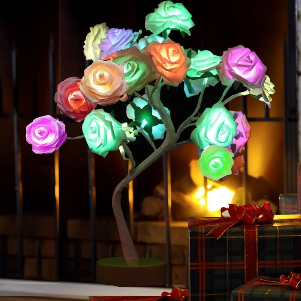 Mother's Day Gift Women Table Lamp Led Rose Tree Light Bedroom Home Decor Night Light Decorative Lamp