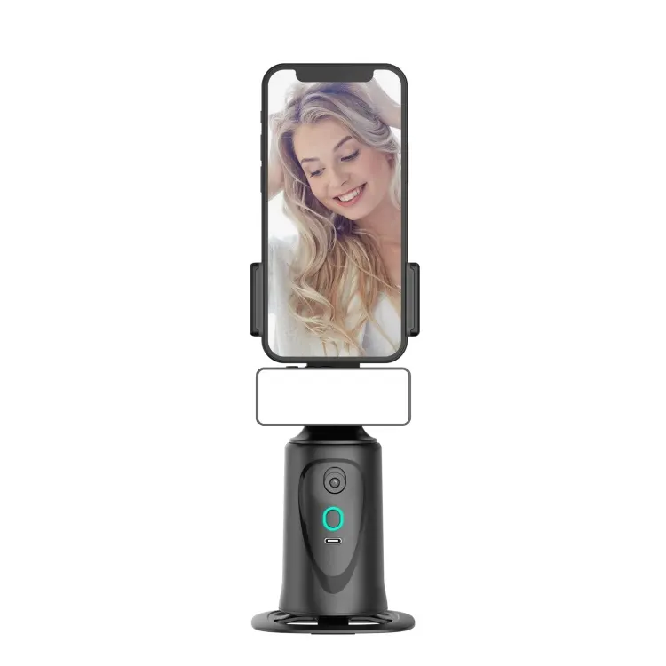 Soporte de control de gestos de IA soporte de teléfono inteligente seguimiento facial automático soportes de teléfonos móviles con luz de relleno para video vlog en vivo