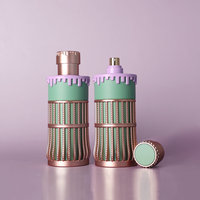Flacon de parfum vide de 100 ml en verre transparent avec pulvérisateur à pompe, logo de luxe estampé or, personnalisable