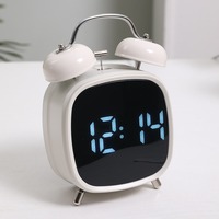 Réveil en métal multifonctionnel GH8032, grand réveil numérique à LED avec sonnerie extra forte, mode snooze pour chevet, bureau, maison, bureau