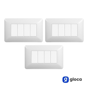 Plaque d'interrupteur mural Gloca 4 voies en plastique blanc, lot de 3, installation facile - Product Image 2