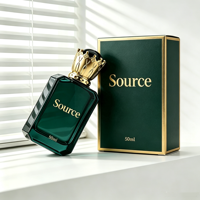 Flacon de parfum carré en verre de luxe avec logo personnalisé, 30 ml, 50 ml, 100 ml, avec boîte, couleur personnalisée, flacon de parfum vide avec bouchon à couronne