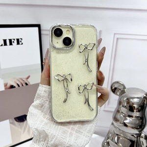 Funda para Teléfono iPhone 16 Pro Max con Diseño de Lazo de Mariposa, Transparente, con Purpurina, Estilo INS, Nueva Funda Protectora Antigolpes - Product Image 3