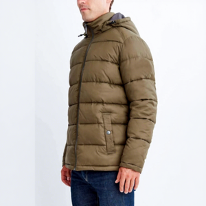 Men's <b>Hooded</b> Puffer Jacket Windproof Casual <b>Winter</b> <b>Coat</b> <b>With</b> Zipper Closure Solid Color Polyester Filling Regular Fit - Product Image 3
