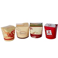 HAPPYPACK Kotak Mie Kertas Kraft Sekali Pakai untuk Dibawa Pulang, Wadah Makanan 16/26/32oz
