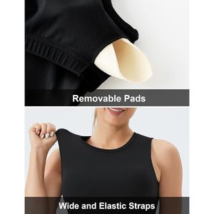 Women's Sleeveless <b>Crop</b> <b>Top</b> Crew Neck Medium <b>Support</b> Sports Bra Quick Dry Breathable Yoga <b>Top</b> Spandex Polyester - Product Image 4