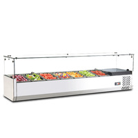 Réfrigérateur à salade commercial 7*GN Pan en acier inoxydable à température unique, avec couvercle en verre transparent, faible consommation d'énergie