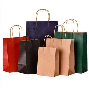 Bolsas de Compra de Papel Kraft Azul Oscuro Personalizadas, Material Biodegradable con Asa - Product Image 1