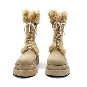 Bottes d'hiver pour femmes, bottes de neige à hauteur de genou, imperméables, plateforme, talon haut, bottes chaudes avec doublure en fourrure - Product Image 4