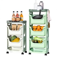 Étagère de rangement de cuisine en plastique non pliable, 5 niveaux, mobile, pour le stockage de légumes, jouets, fruits et collations