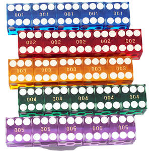 Dados de precisión personalizados de color claro 19mm Color acrílico D6 dados personalizados grabado Craps juego de <span class=keywords><strong>5</strong></span> con puntos blancos - Product Image 5