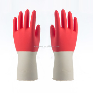 Gants ménagers de haute qualité, gants de cuisine, gants ménagers CE, imperméables, gants complets pour femmes, à bas prix, blanc, rouge et blanc, 30 cm - Product Image 4