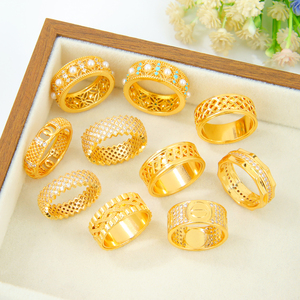 Elegant 21k Gold Plated Bridal Jewelry <b>Rings</b> Pearl <b>Turquoise</b> Zircon Inlay Vintage Wedding <b>Ring</b> for Women Gifts - Product Image 6