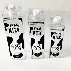 17 OZ/ 26 OZ/ 32 OZ Milk Carton Water Bottle Square Milk Bottle Plastic Coffee Milk Carton Bottle