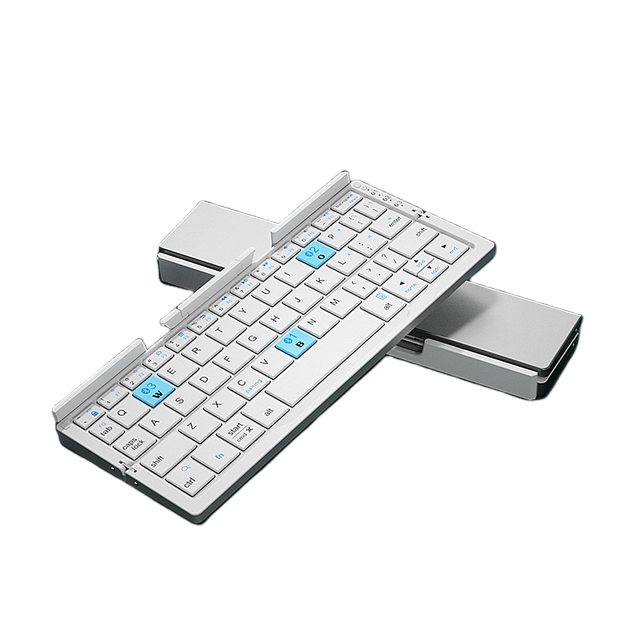 PCTENK XK87B Mini Folding 2.4Ghz Wireless USB Type-C LED Backlit Built-in Battery Keyboard for Laptop Windows Android IOS Tablet