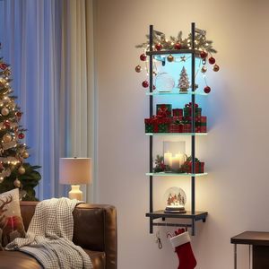 Mensole Galleggianti da Parete con Luci RGB, Ganci Portaoggetti, Design Moderno, Grande Capacità per Camera da Letto, Soggiorno e Vanità - Product Image 5