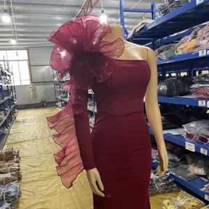 Robe longue asymétrique à volants, extensible et ajustée, pour soirée et clubbing, livraison rapide - Product Image 2