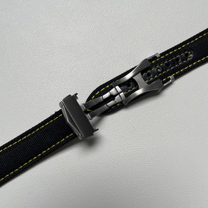 Bracelet de montre en nylon et <span class=keywords><strong>cuir</strong></span> respirant, réglable, étanche, avec fermoir déployant, remplacement 20mm 22mm - Product Image 5