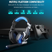 Headset Gaming Minghan USB Audifonos Resmi, Stereo Berkabel OEM untuk PS4 PC dengan Mic LED
