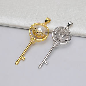 S925 Silver Pendant 9-10 Pearl Trendy Female Head Key DIY <b>Jewelry</b> Accessories Semi Finished 613 Empty <b>Tray</b> for <b>Jewelry</b> Making - Product Image 1