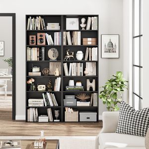 Étagères ouvertes indépendantes à 7 niveaux pour rangement <span class=keywords><strong>et</strong></span> décoration, meubles adaptés à la maison, au bureau, au salon, à la chambre à coucher, couleur noire - Product Image 4