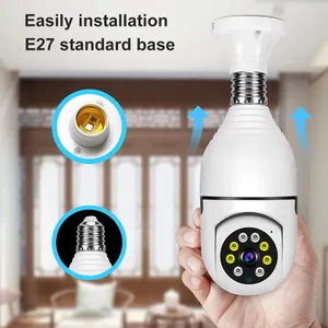 Cámara IP inalámbrica V380 de 2MP, videocámara inteligente CCTV con WiFi, PT, interior, seguimiento automático, Bombilla E27, Monitor de bebé