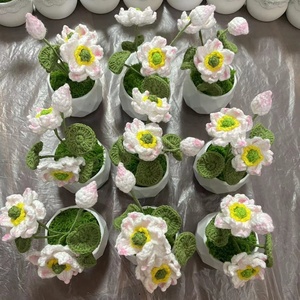 Ramo pequeño de flores de loto de ganchillo, plantas en maceta, flores artificiales tejidas para siempre con maceta, amigos, madre, niños, regalo Personal - Product Image 3
