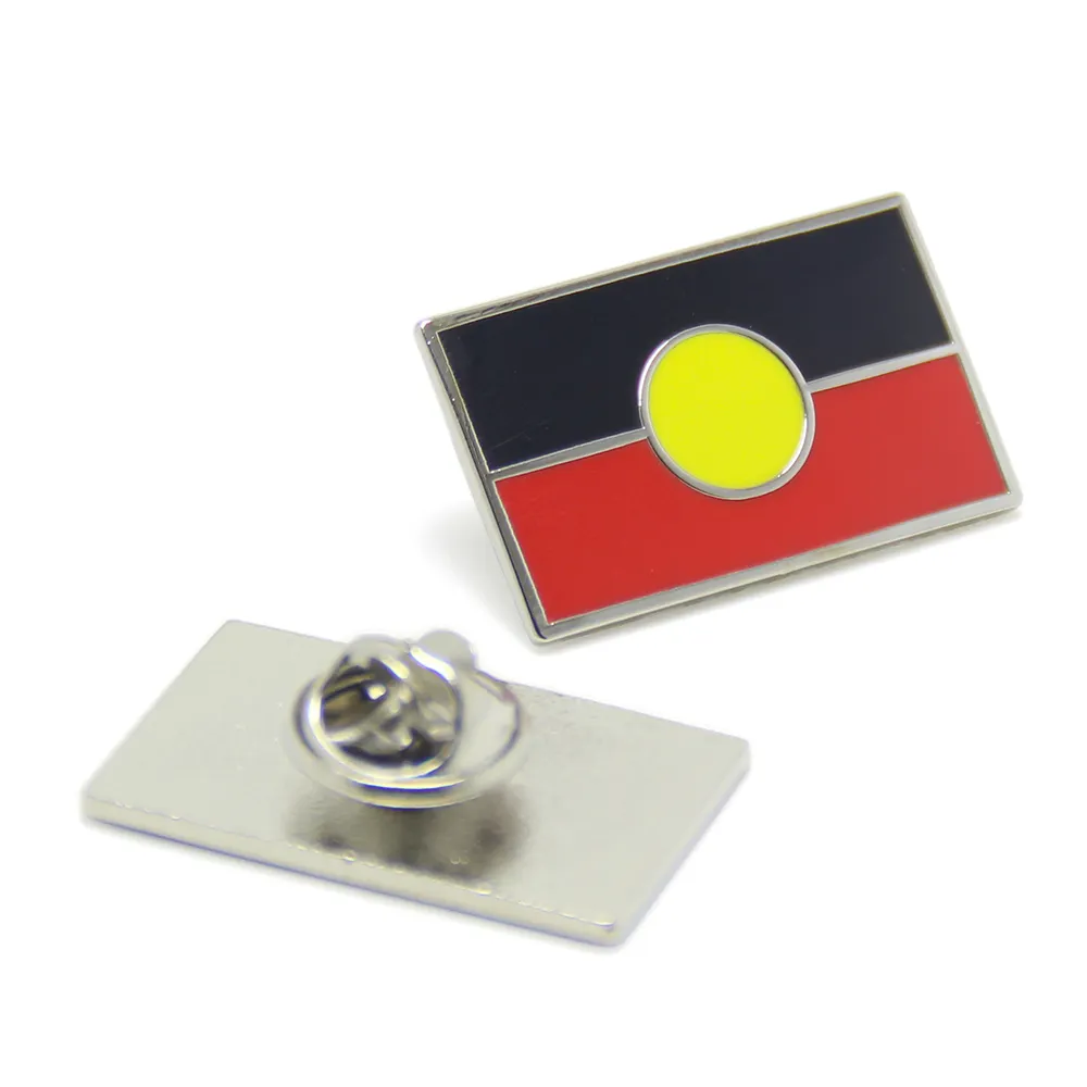 Venta al por mayor de metal personalizado bandera aborigen regalos de recuerdo broche escarapela bandera australiana indígena Pin de solapa insignia esmalte duro