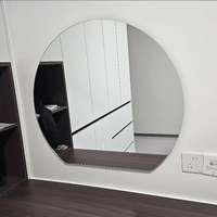 Miroir mural décoratif sans cadre en verre demi-cercle, moderne, avec éclairage LED mural, 3 températures de couleur, interrupteur tactile