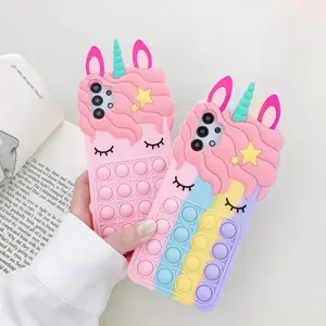 Custom Silicone Phone Case 3D Funny Fidget Toys Unicorn Phone Case For Iphone 11 11pro max 12 12 Pro Max