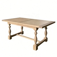 D1840-180 Table rectangulaire rustique en chêne massif, style antique français, écologique, pour appartement, mariage, salle à manger, cuisine de ferme, fête en extérieur