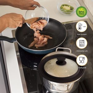 Coperchio <span class=keywords><strong>in</strong></span> Vetro Temperato Multiuso con Bordo <span class=keywords><strong>in</strong></span> <span class=keywords><strong>Silicone</strong></span>, <span class=keywords><strong>Coperchi</strong></span> Universali <span class=keywords><strong>in</strong></span> <span class=keywords><strong>Silicone</strong></span>, Confezione da 20 Pezzi - Product Image 4