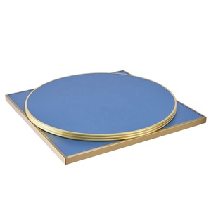Meubles de bar Lifepursue, plateau de table en HPL bleu extérieur avec base de table noire de style bistrot - Product Image 4