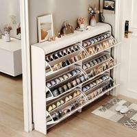 Nuevo Diseño 2026: Mueble Zapatero Ultrafino Estilo Crema Minimalista con Tapa Abatible, Organizador Estrecho para Entrada y Pasillo de Apartamentos