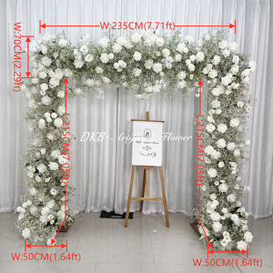Real Touch White Rose Baby's Breath Flores artificiales para bodas Hogar Decoraciones para fiestas de Navidad Año Nuevo Halloween Pascua - Product Image 2