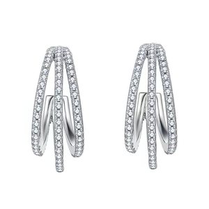 Boucles d'oreilles tendance en argent français avec moissanite, style hip-hop - Product Image 1