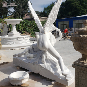 Scultura a grandezza naturale marmo psichico rianimato dalla statua di marmo di angelo bacio di cupido - Product Image 5