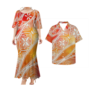 <span class=keywords><strong>2022</strong></span> été Offres Spéciales Style tropical hawaïen personnalisé Couple costume mode à la mode ajusté hommes <span class=keywords><strong>chemise</strong></span> grande taille queue de poisson robe - Product Image 4