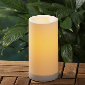 Bougie de camping en plein air à LED <span class=keywords><strong>solaire</strong></span>, 4x4 pouces, bougie <span class=keywords><strong>solaire</strong></span> blanche et ambre lisse avec mèche noire - Product Image 5